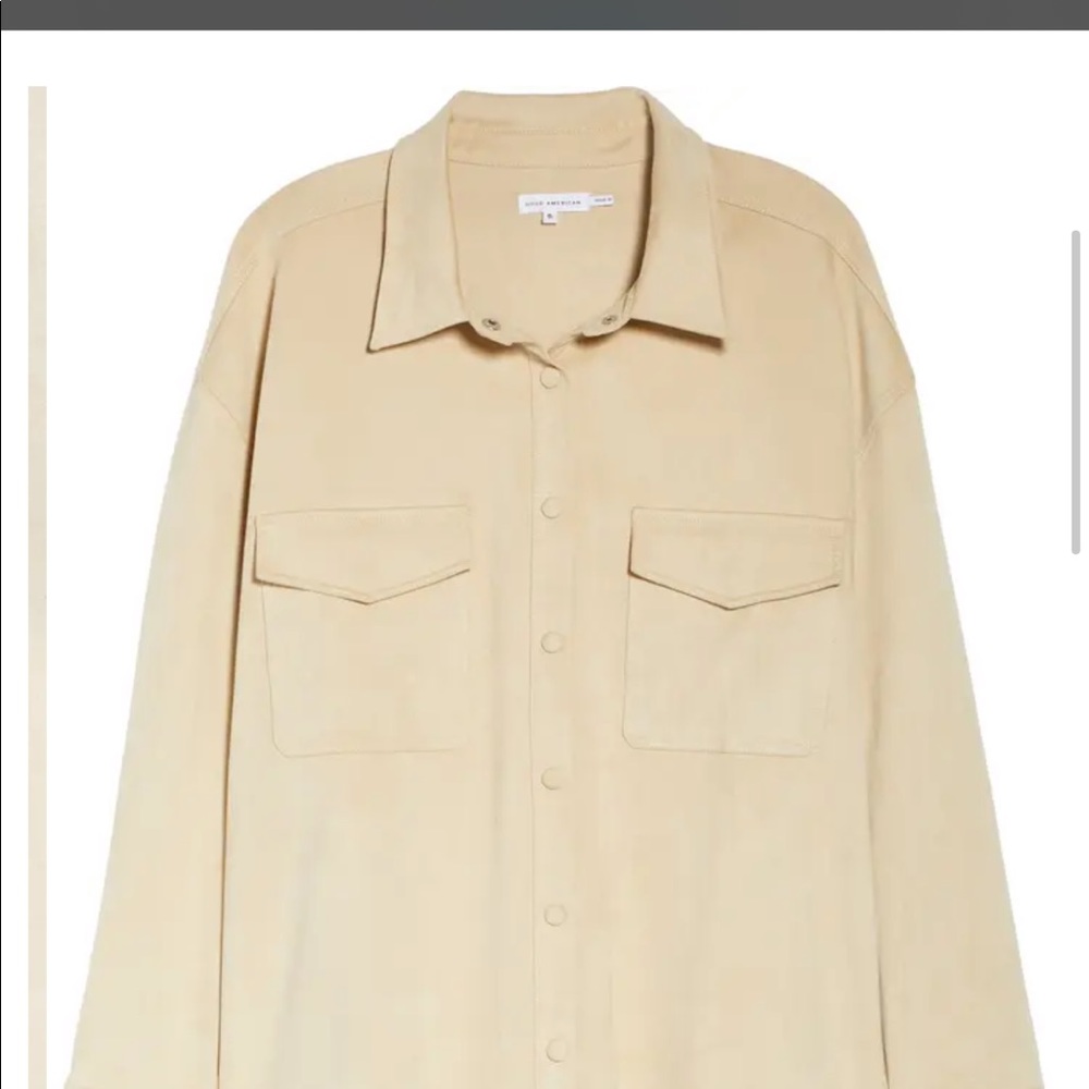 Good American, EU Size 2, Taupe, Faux Suede Shacket